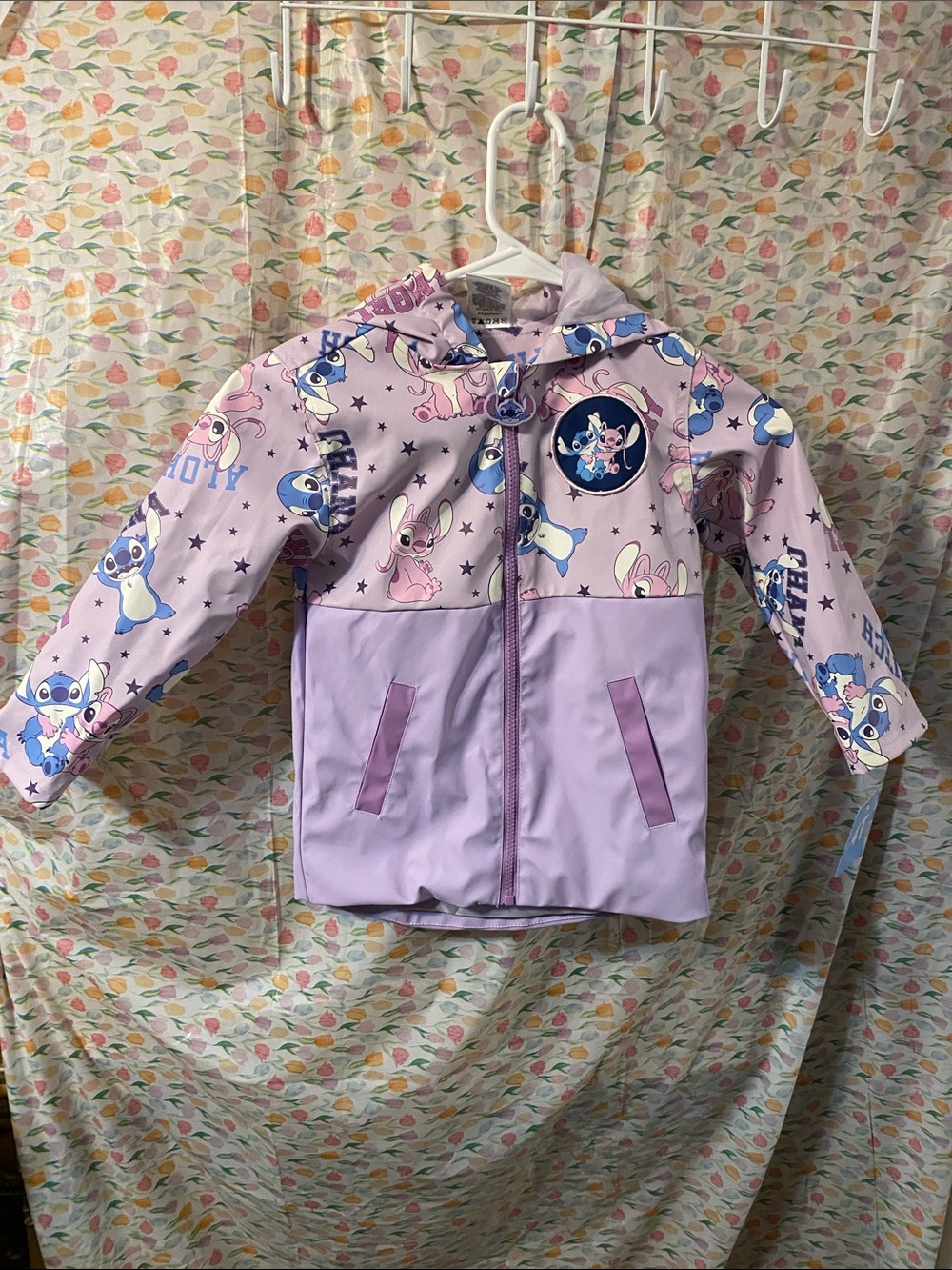 Kids Stitch Waterproof Hooded Jacket with Character Print